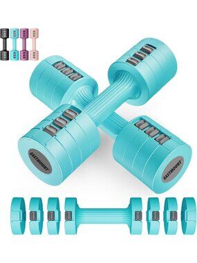 Adjustable Dumbbells Set of 2 - 10 lb Total Free Weights for Home Gym, Fast